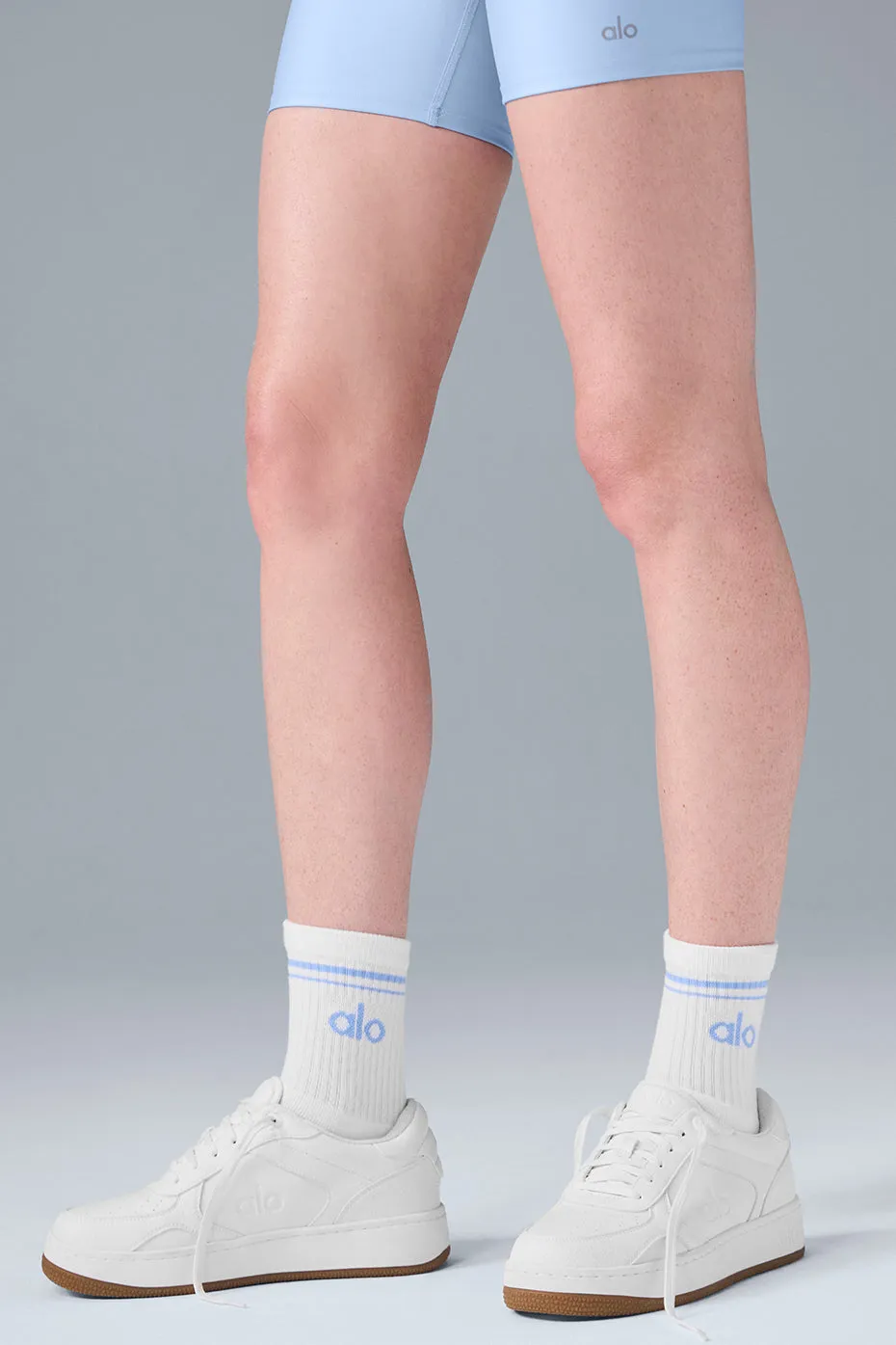 Unisex Half-Crew Throwback Sock - White/Seashell Blue sold by Alo Yoga product image thumbnail 2