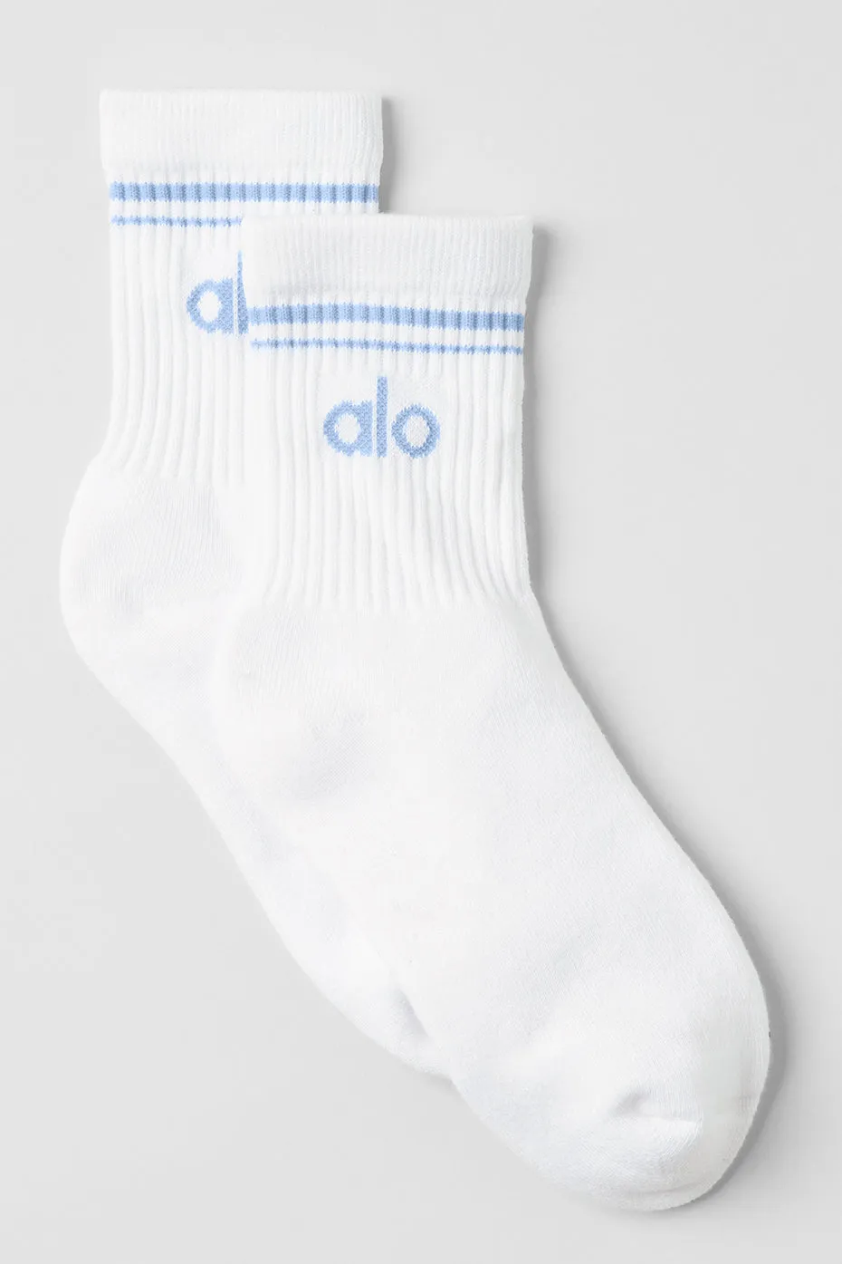 Unisex Half-Crew Throwback Sock - White/Seashell Blue sold by Alo Yoga