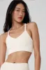 Seamless Ribbed Low Back Bra - Ivory sold by Alo Yoga