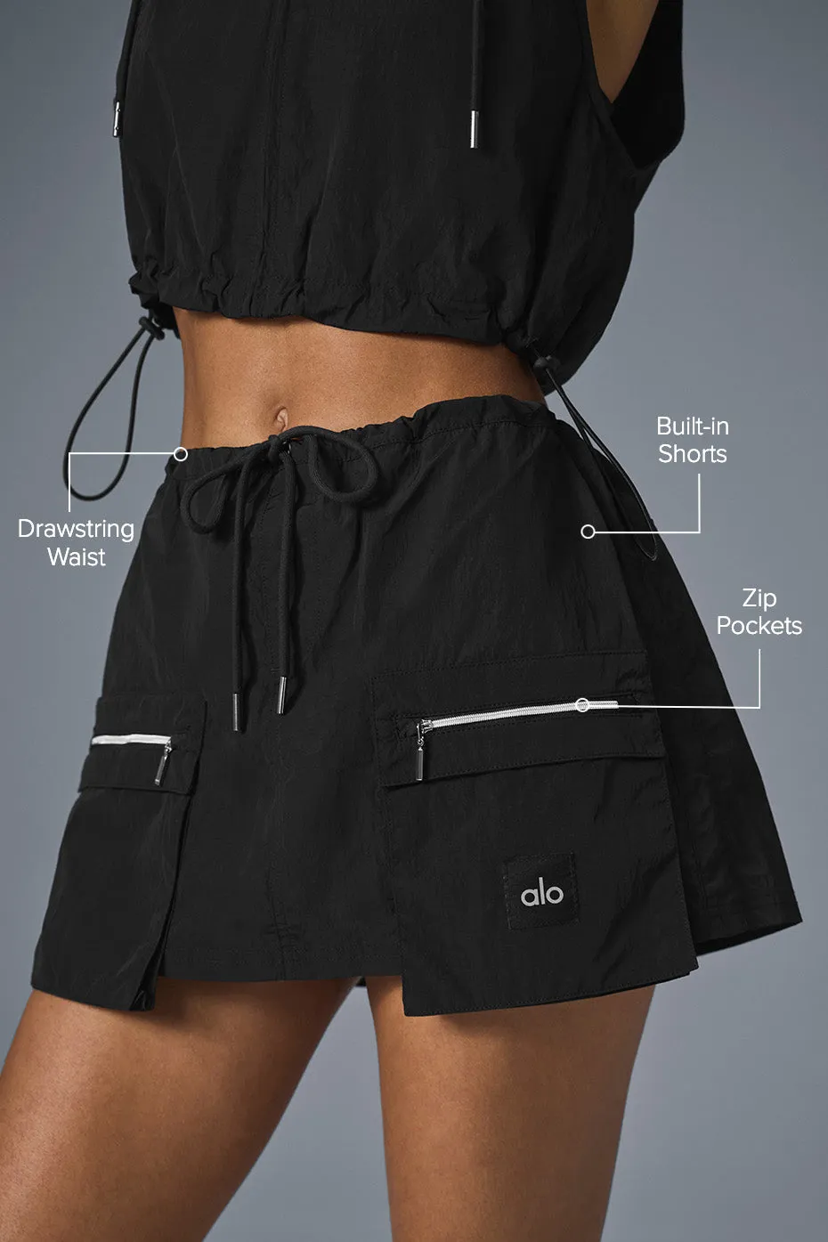 Crinkle Surplus Mini Skirt - Black sold by Alo Yoga product image thumbnail 2