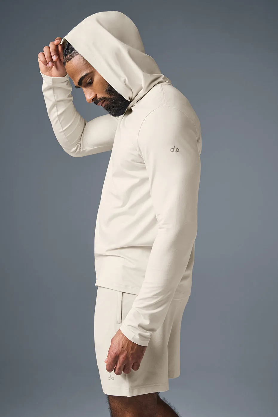 Conquer Reform Long Sleeve With Hood - Bone sold by Alo Yoga product image thumbnail 4