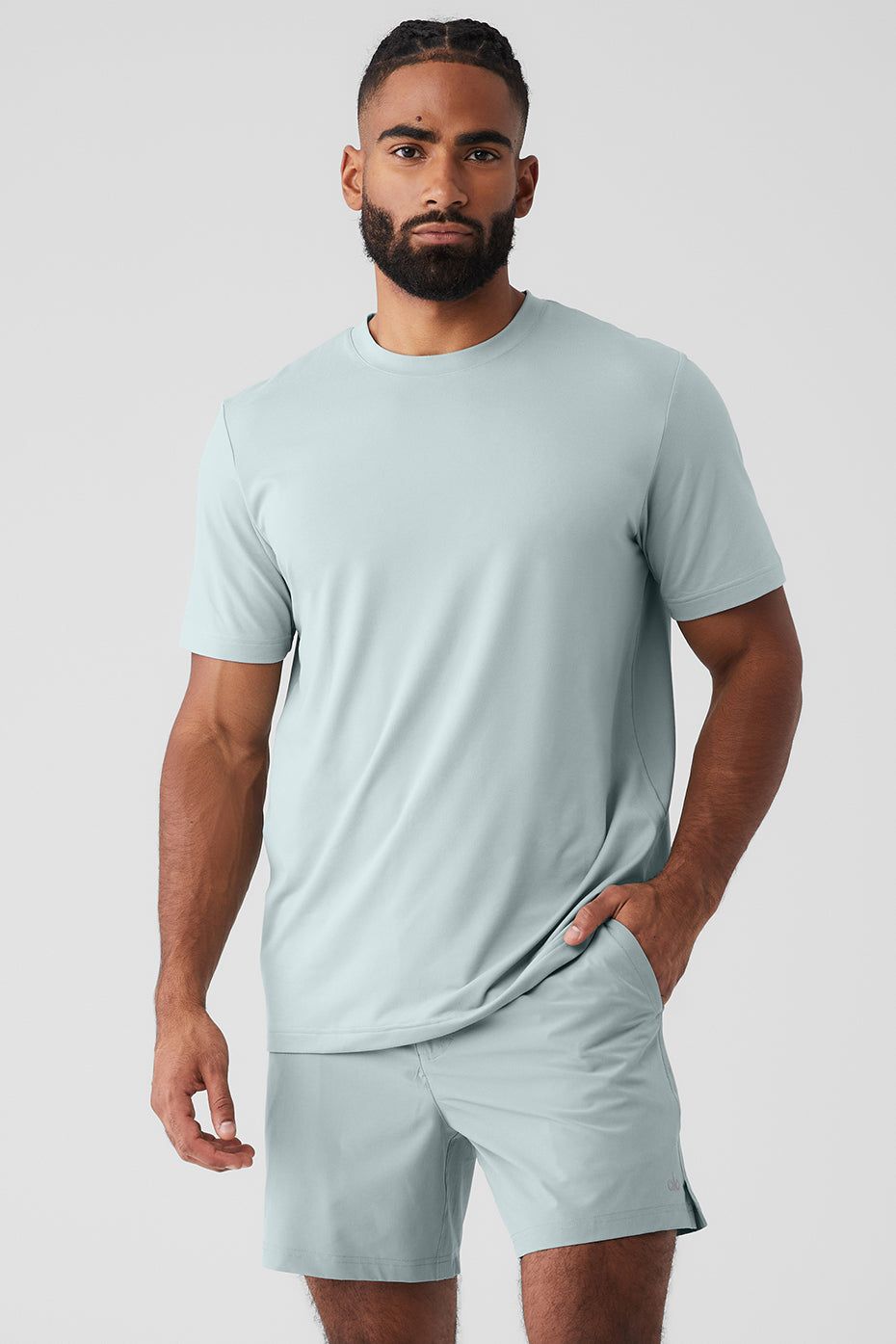 Conquer Reform Crewneck Short Sleeve - Cosmic Grey sold by Alo Yoga