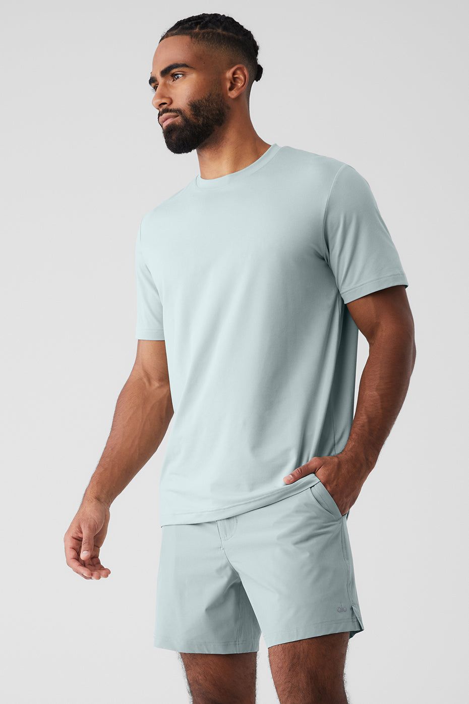 Conquer Reform Crewneck Short Sleeve - Cosmic Grey sold by Alo Yoga product image thumbnail 3