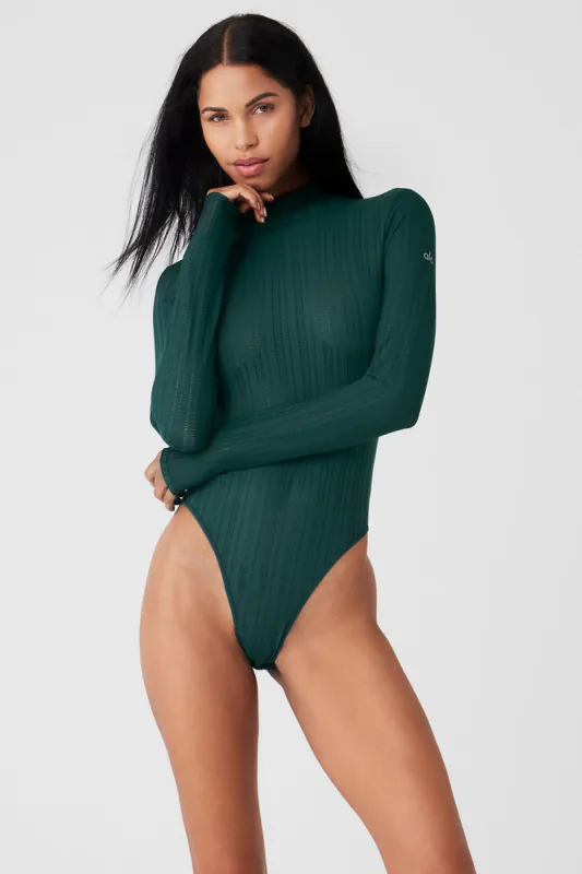 Euphoria Long Sleeve Bodysuit - Midnight Green sold by Alo Yoga