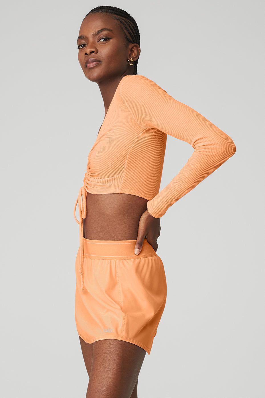 Ribbed Cinch Cropped Long Sleeve - Cantaloupe sold by Alo Yoga product image thumbnail 3