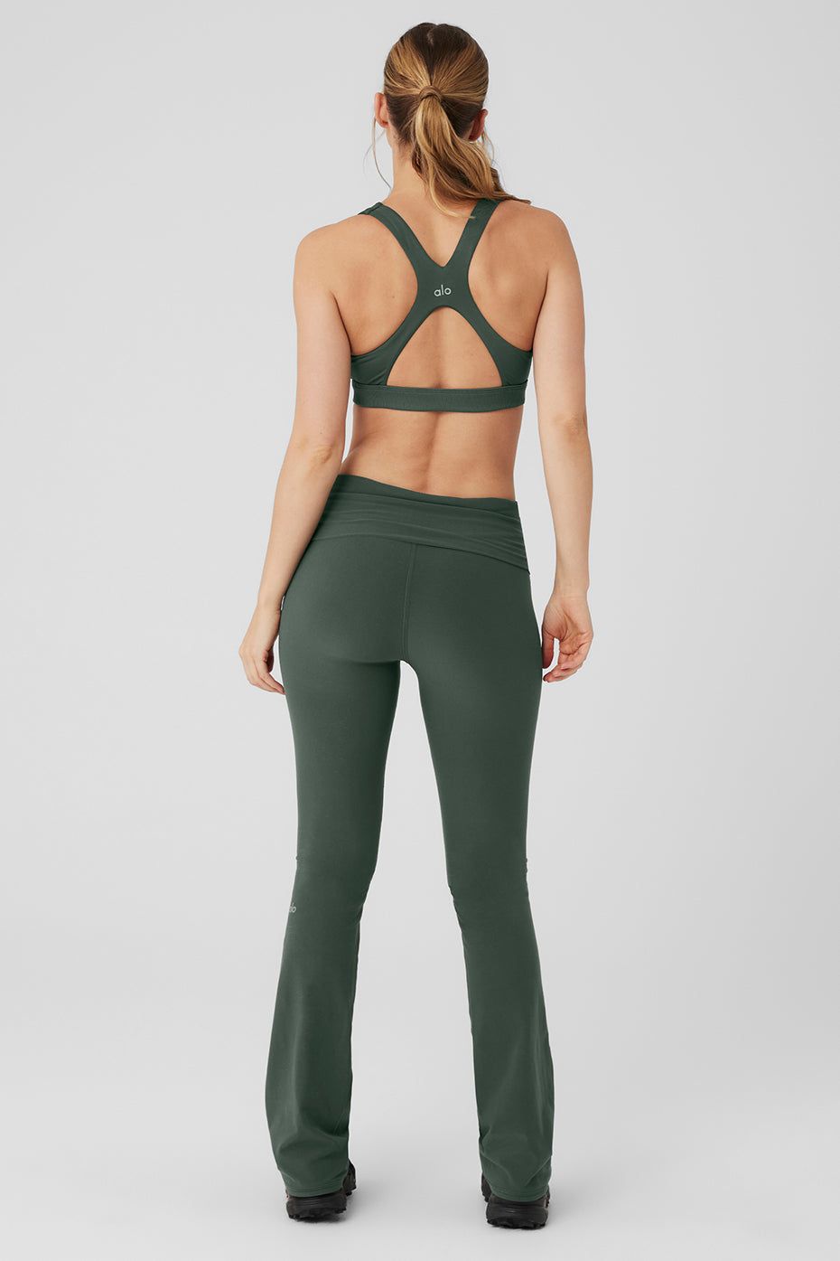 Alosoft Show Stopper Bra & Alosoft Low-Rise Foldover Bootcut Legging Set - Dark Cactus sold by Alo Yoga product image thumbnail 2