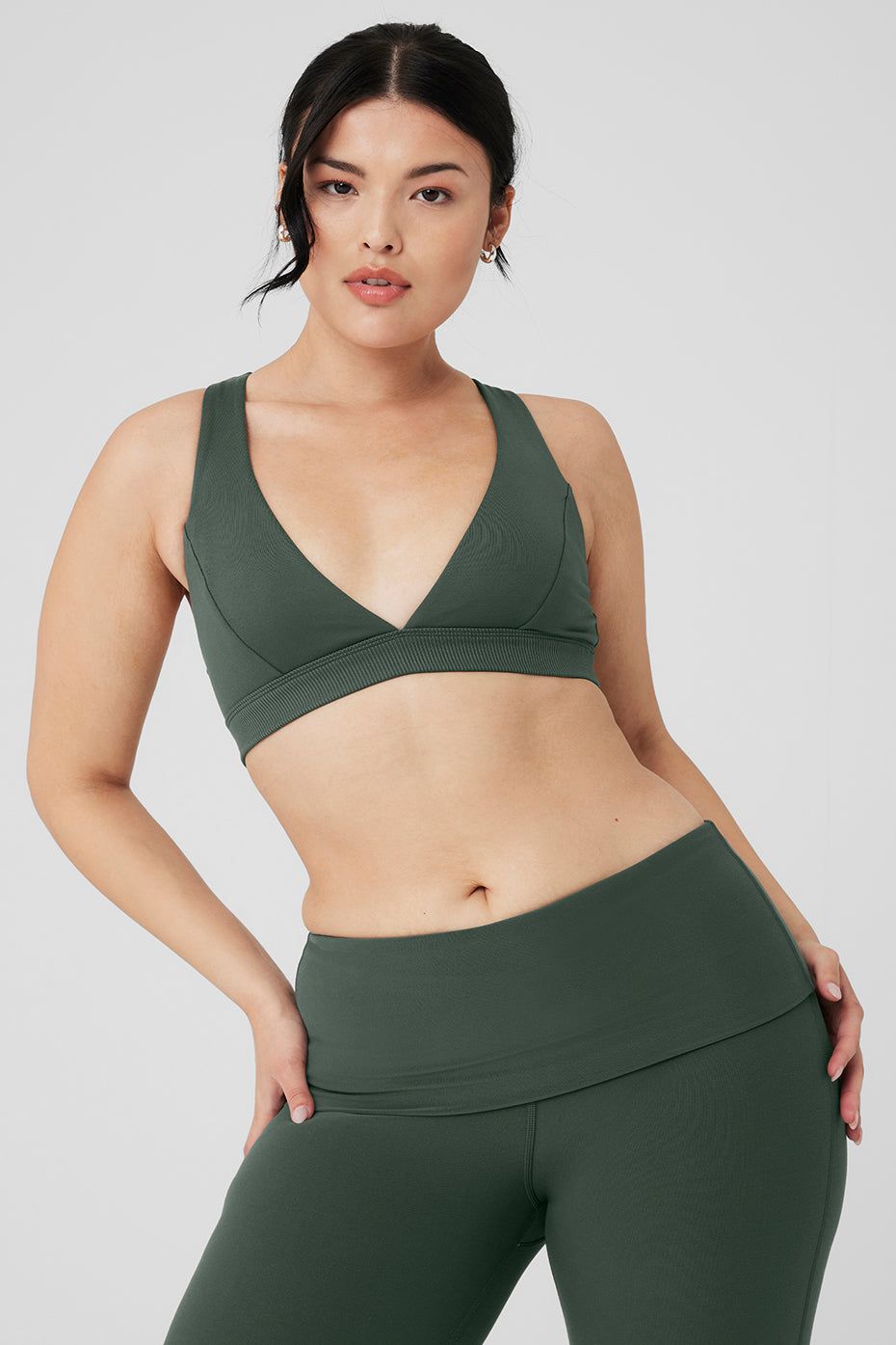 Alosoft Show Stopper Bra & Alosoft Low-Rise Foldover Bootcut Legging Set - Dark Cactus sold by Alo Yoga product image thumbnail 8