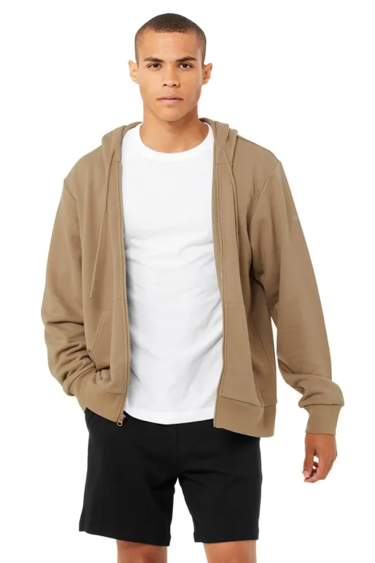 Caliber Zip Hoodie - Gravel/White sold by Alo Yoga