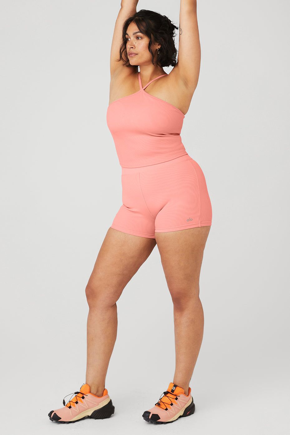 Goddess Ribbed Cross Crop Top & Goddess Ribbed High-Waist Hot Short sold by Alo Yoga product image thumbnail 14