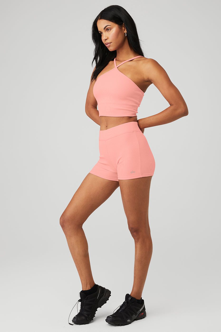 Goddess Ribbed Cross Crop Top & Goddess Ribbed High-Waist Hot Short sold by Alo Yoga product image thumbnail 10