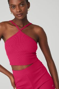 Goddess Ribbed Cross Crop Top & Goddess Ribbed High-Waist Hot Short sold by Alo Yoga