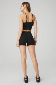 Goddess Ribbed Cross Crop Top & Goddess Ribbed High-Waist Hot Short sold by Alo Yoga