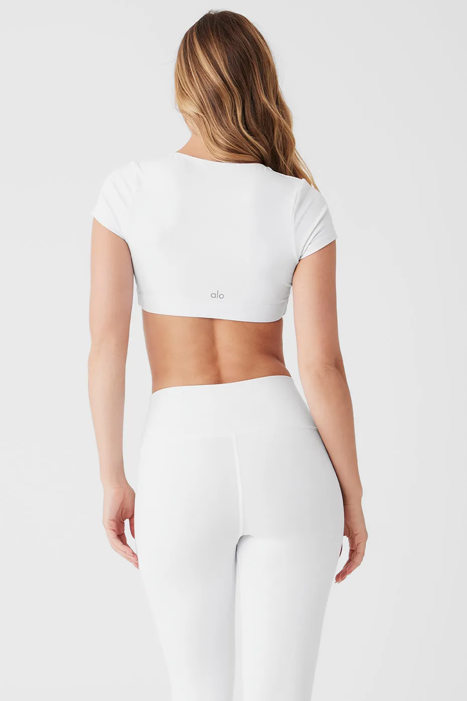 Airbrush Figure Short Sleeve Bra - White sold by Alo Yoga product image thumbnail 2