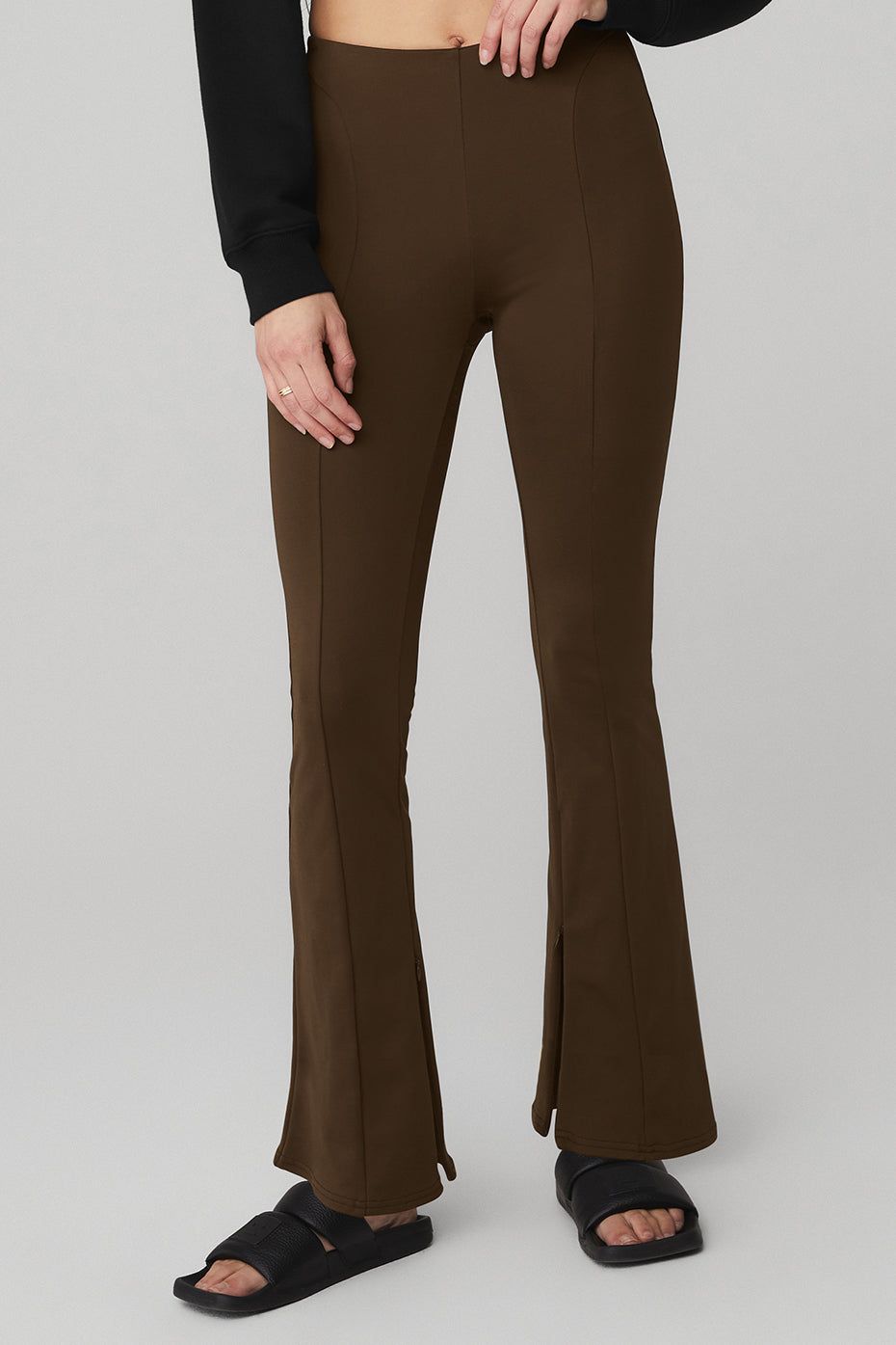 High-Waist Zip It Flare Legging - Espresso sold by Alo Yoga