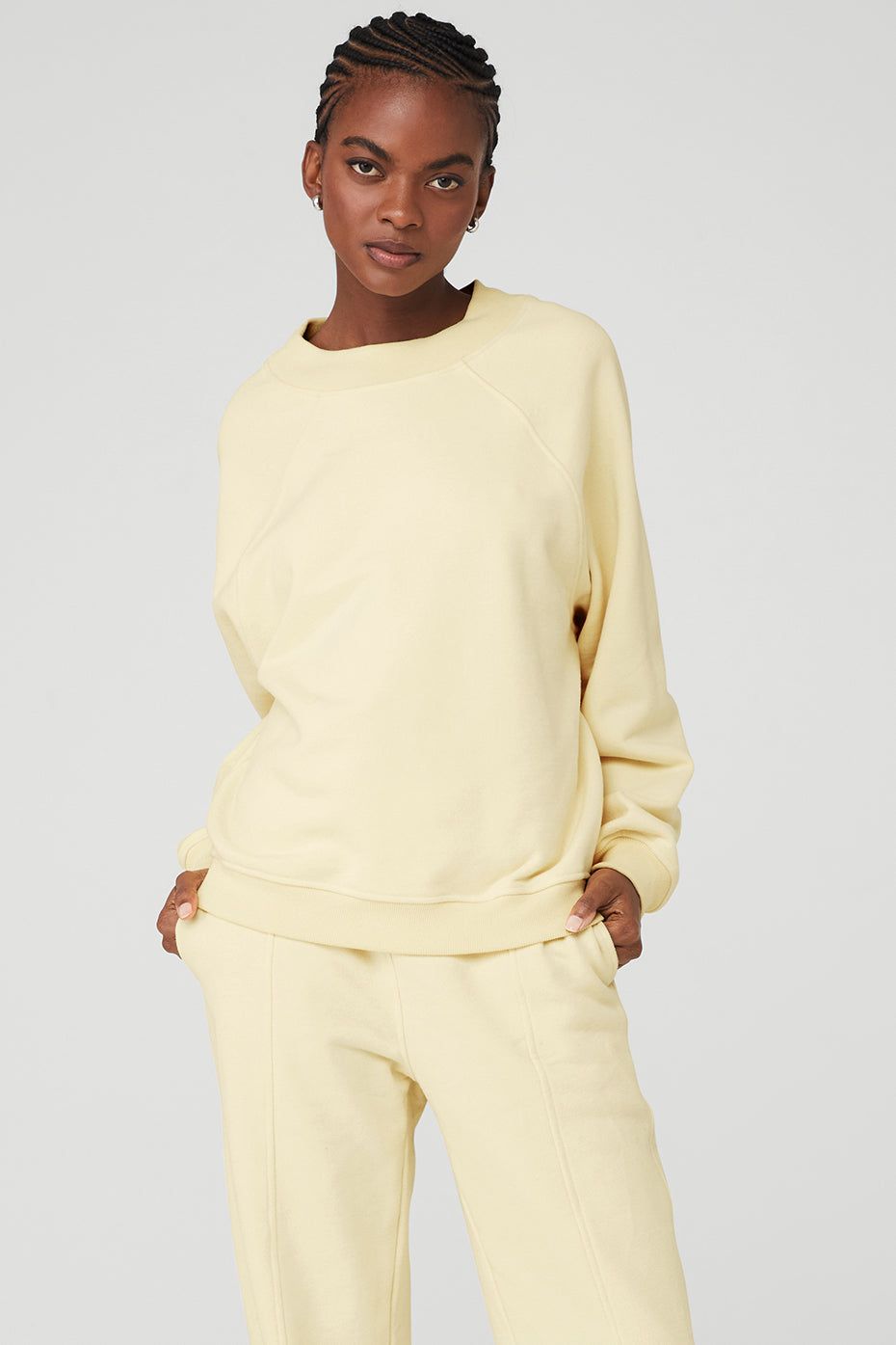 Heavy Weight Free Time Crew Neck Pullover - French Vanilla sold by Alo Yoga
