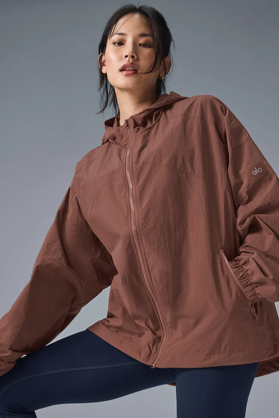 Vantage Nylon Ripstop Track Jacket - Chestnut sold by Alo Yoga