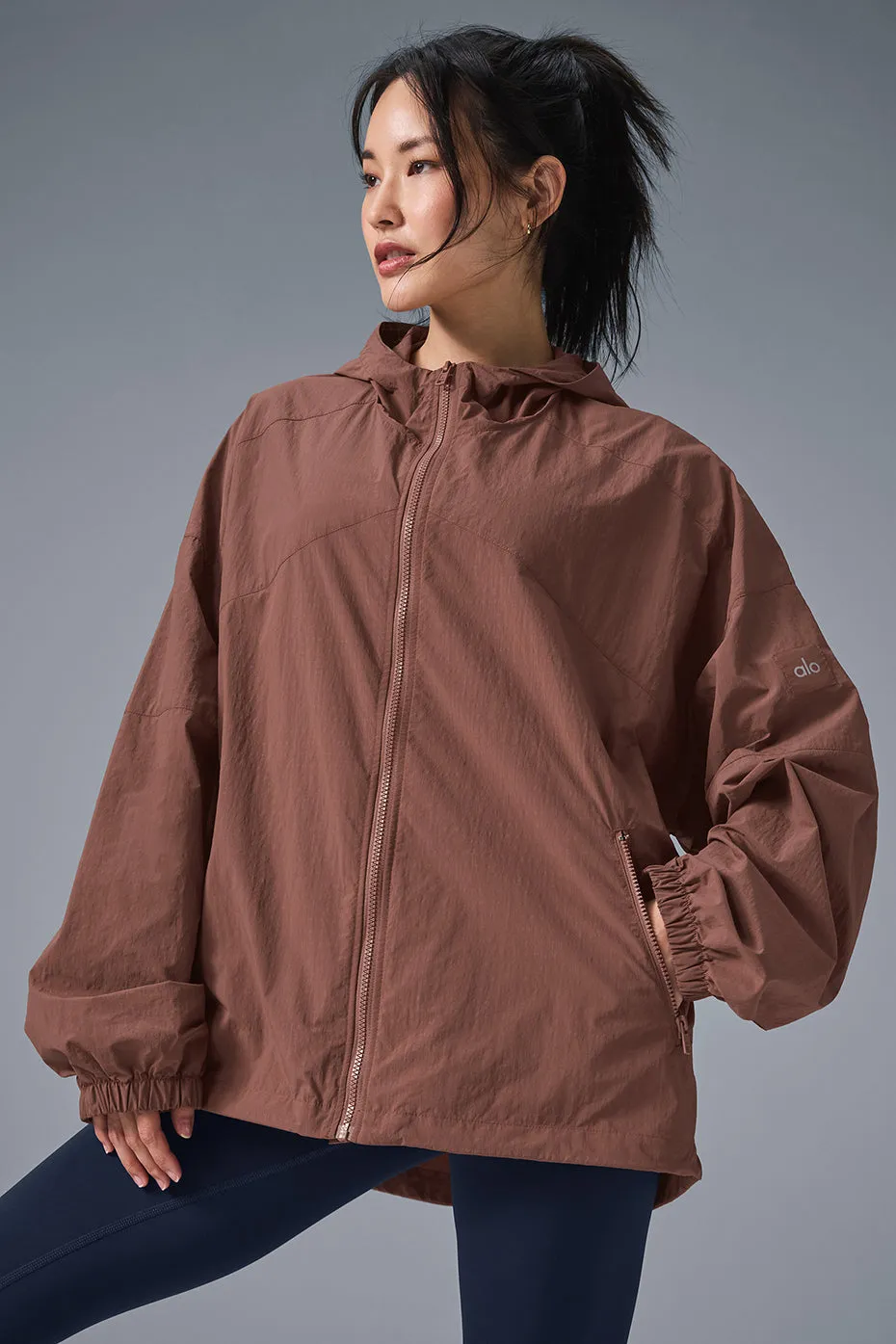 Vantage Nylon Ripstop Track Jacket - Chestnut sold by Alo Yoga product image thumbnail 3