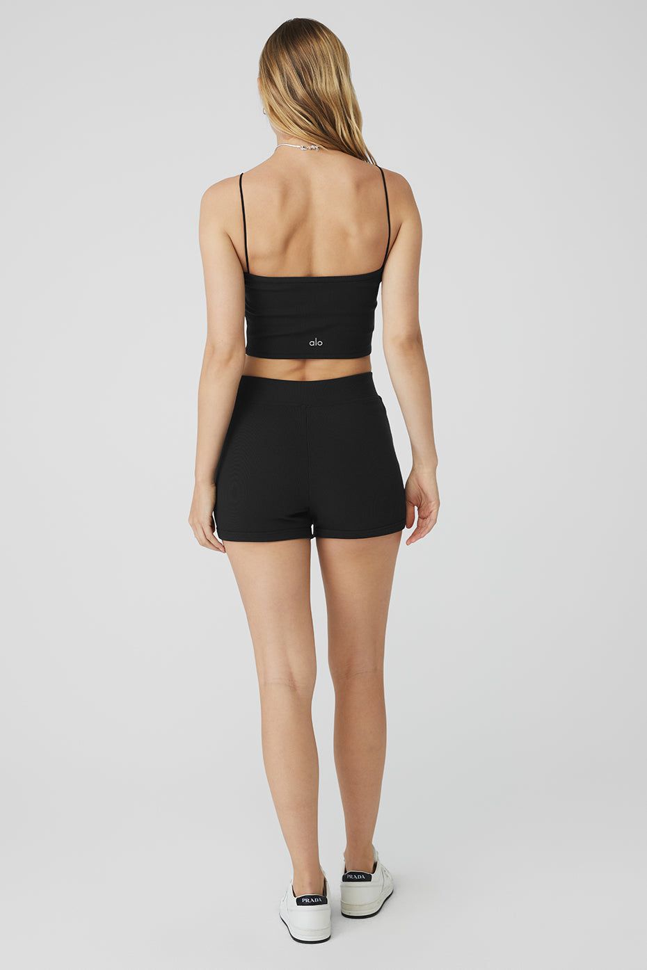 Goddess Ribbed Bandeau Top & Goddess Ribbed High-Waist Hot Short Set - Black sold by Alo Yoga product image thumbnail 3