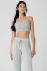 Seamless Ribbed Low Back Bra - Athletic Heather Grey sold by Alo Yoga
