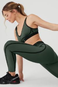 Airlift Line Up Bra & Airlift High-Waist 7/8 Line Up Legging Set - Dark Cactus sold by Alo Yoga