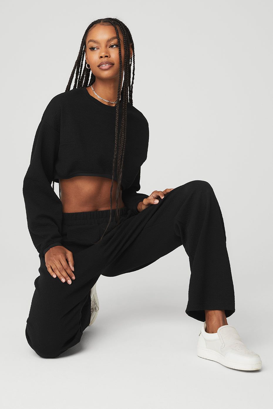 Cropped Tailored Crew Neck - Black sold by Alo Yoga product image thumbnail 4