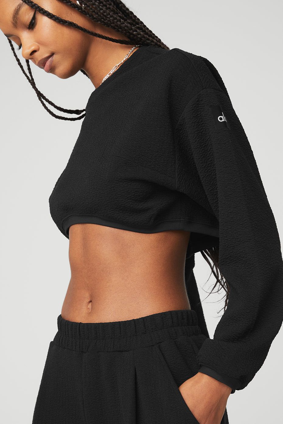 Cropped Tailored Crew Neck - Black sold by Alo Yoga product image thumbnail 5