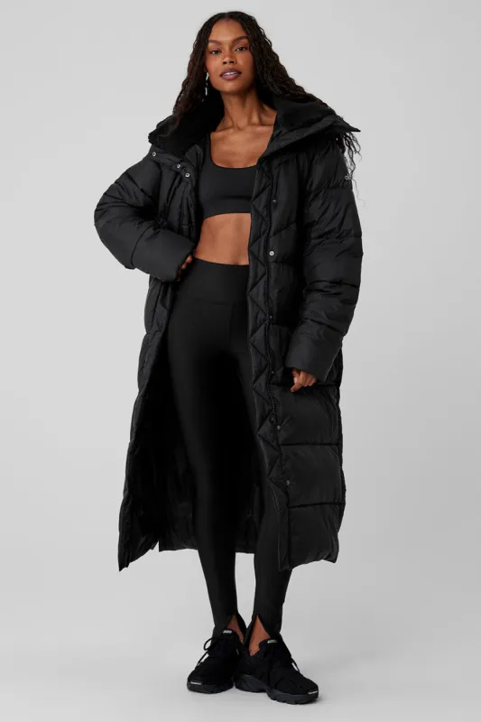 Gold Rush Puffer Trench - Black sold by Alo Yoga