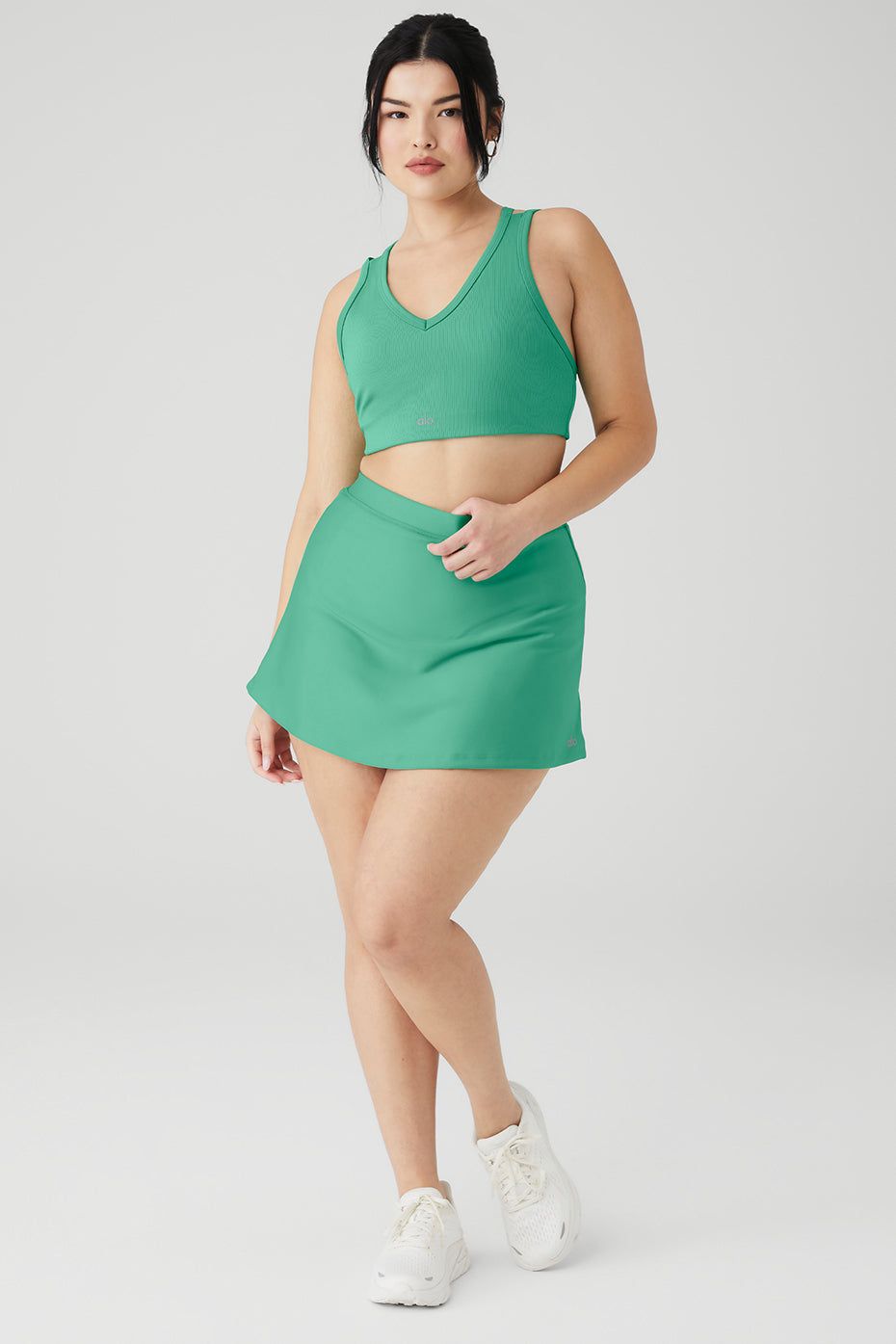 Airlift Ribbed Jump Start V-Neck Bra & Airlift Timeless Mini Skirt Set sold by Alo Yoga product image thumbnail 5