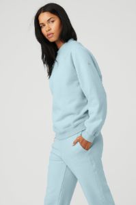 Heavy Weight Free Time Crew Neck Pullover - Chalk Blue sold by Alo Yoga