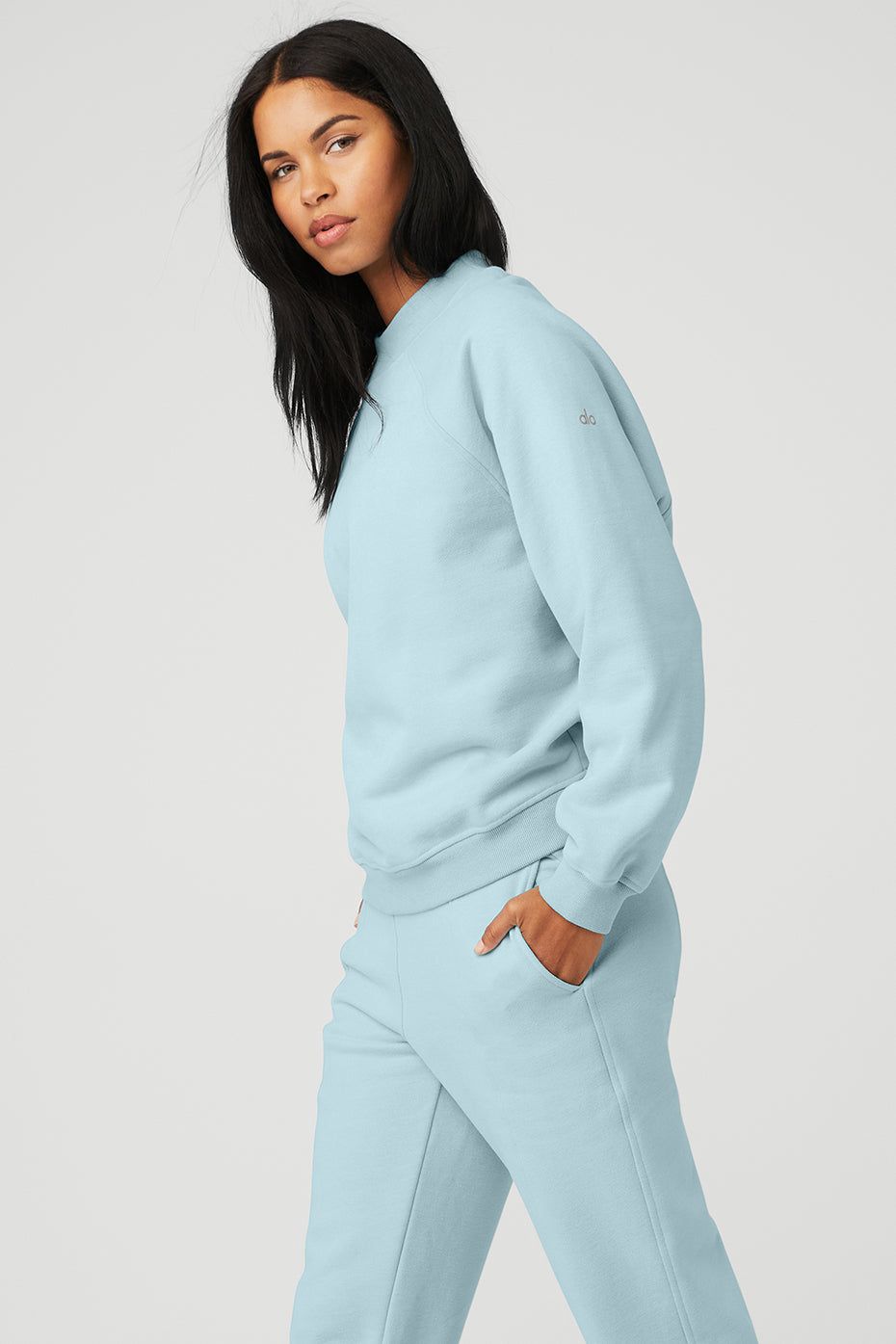 Heavy Weight Free Time Crew Neck Pullover - Chalk Blue sold by Alo Yoga product image thumbnail 3