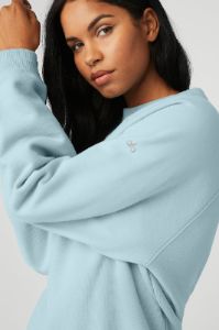 Heavy Weight Free Time Crew Neck Pullover - Chalk Blue sold by Alo Yoga