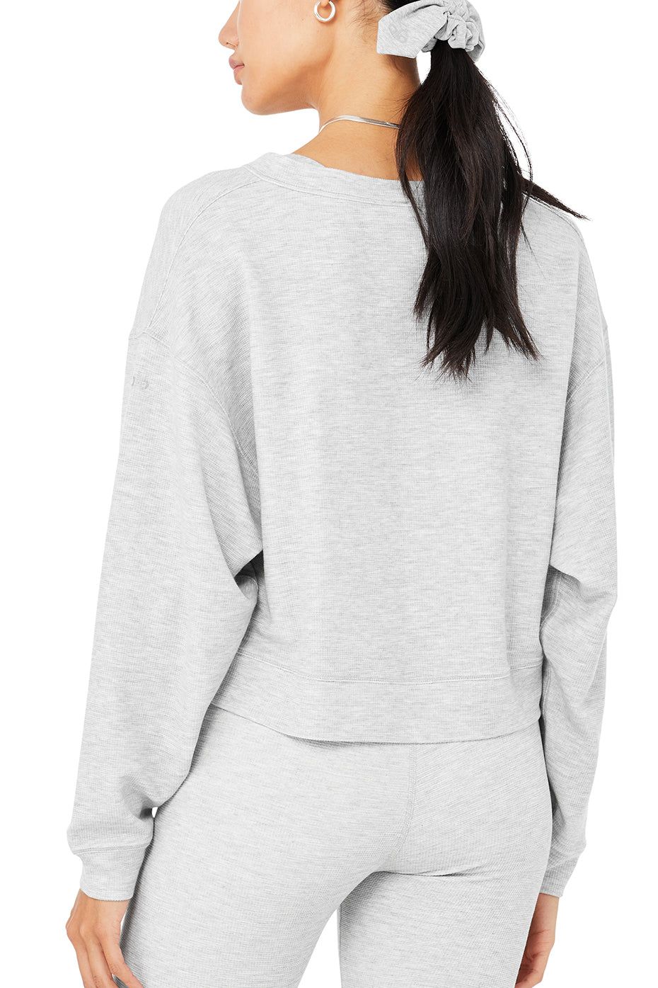 Micro Waffle Pleasant Cropped Henley - Athletic Heather Grey sold by Alo Yoga product image thumbnail 5