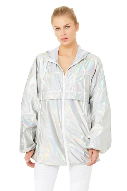 Alo Gleam Stardust Jacket - Silver Gleam/White made by Alo Yoga
