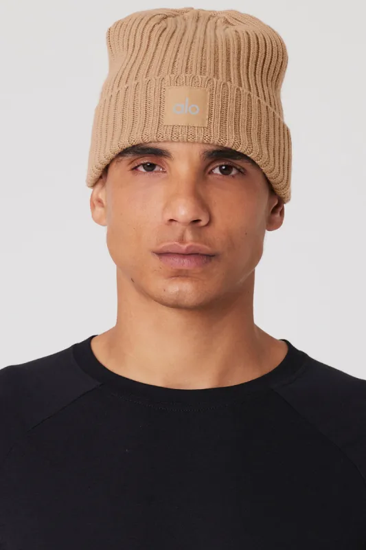 Cashmere Blend Rib Beanie - Toasted Almond sold by Alo Yoga