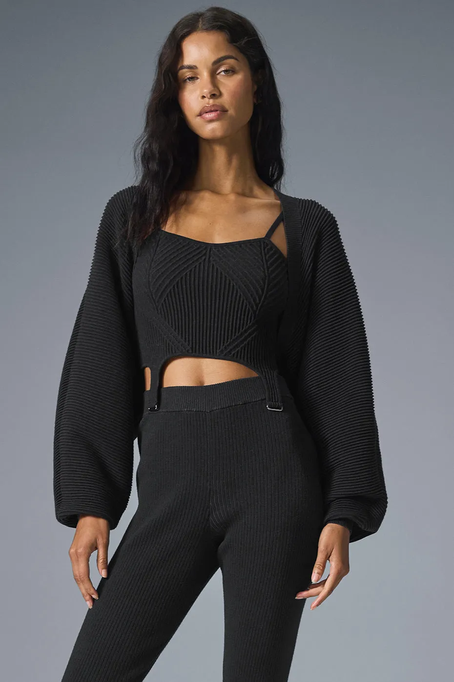 Denim Knit Shawl - Black/Anthracite sold by Alo Yoga product image thumbnail 3