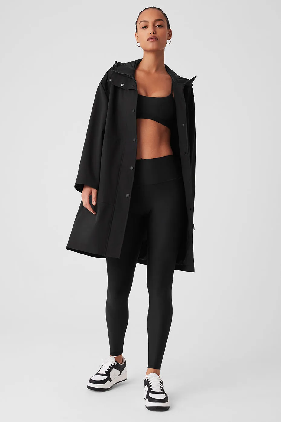 Rain Or Shine Long Coat - Black sold by Alo Yoga
