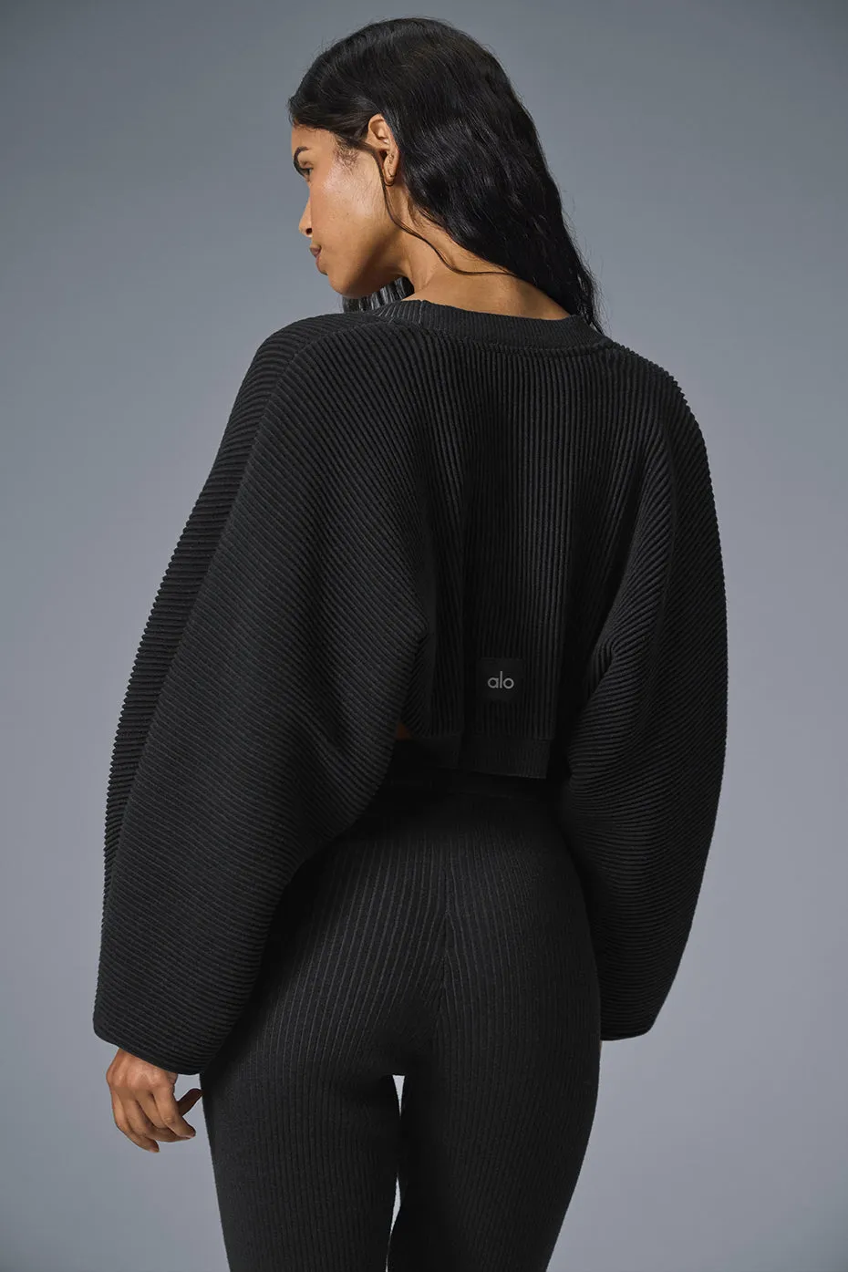 Denim Knit Shawl - Black/Anthracite sold by Alo Yoga product image thumbnail 4