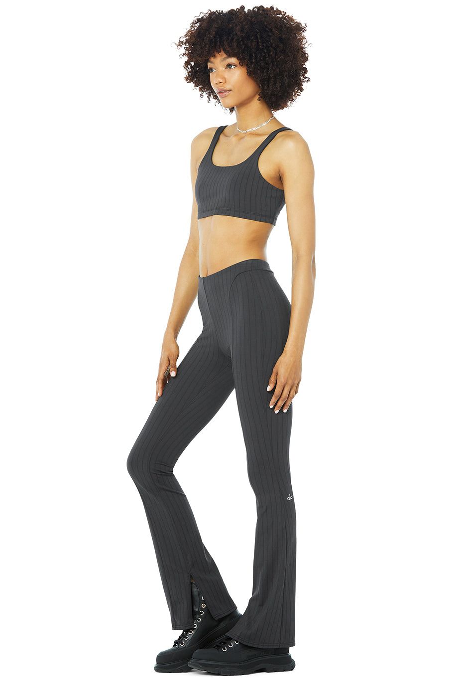 Pinstripe Bra & High-Waist Pinstripe Zip It Flare Legging Set sold by Alo Yoga product image thumbnail 2