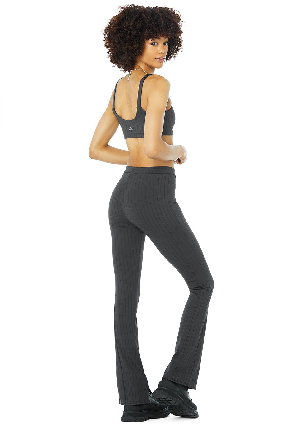 Pinstripe Bra & High-Waist Pinstripe Zip It Flare Legging Set sold by Alo Yoga product image thumbnail 3