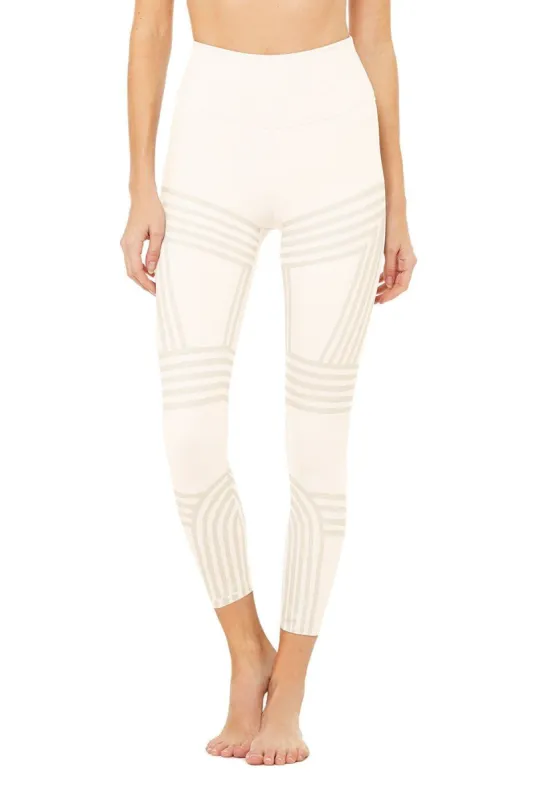 7/8 High-Waist Channel Legging - White sold by Alo Yoga