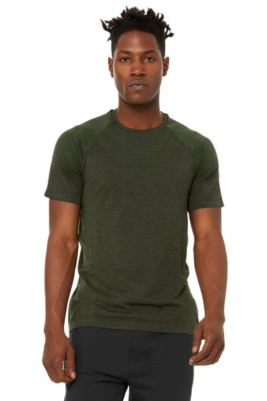 Amplify Seamless Short Sleeve Tee - Hunter Heather made by Alo Yoga
