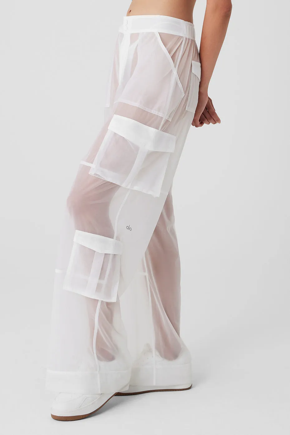 Sheer Effusion Cargo Wide Leg Trouser - White sold by Alo Yoga product image thumbnail 3