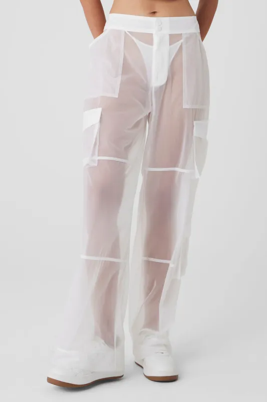 Sheer Effusion Cargo Wide Leg Trouser - White sold by Alo Yoga