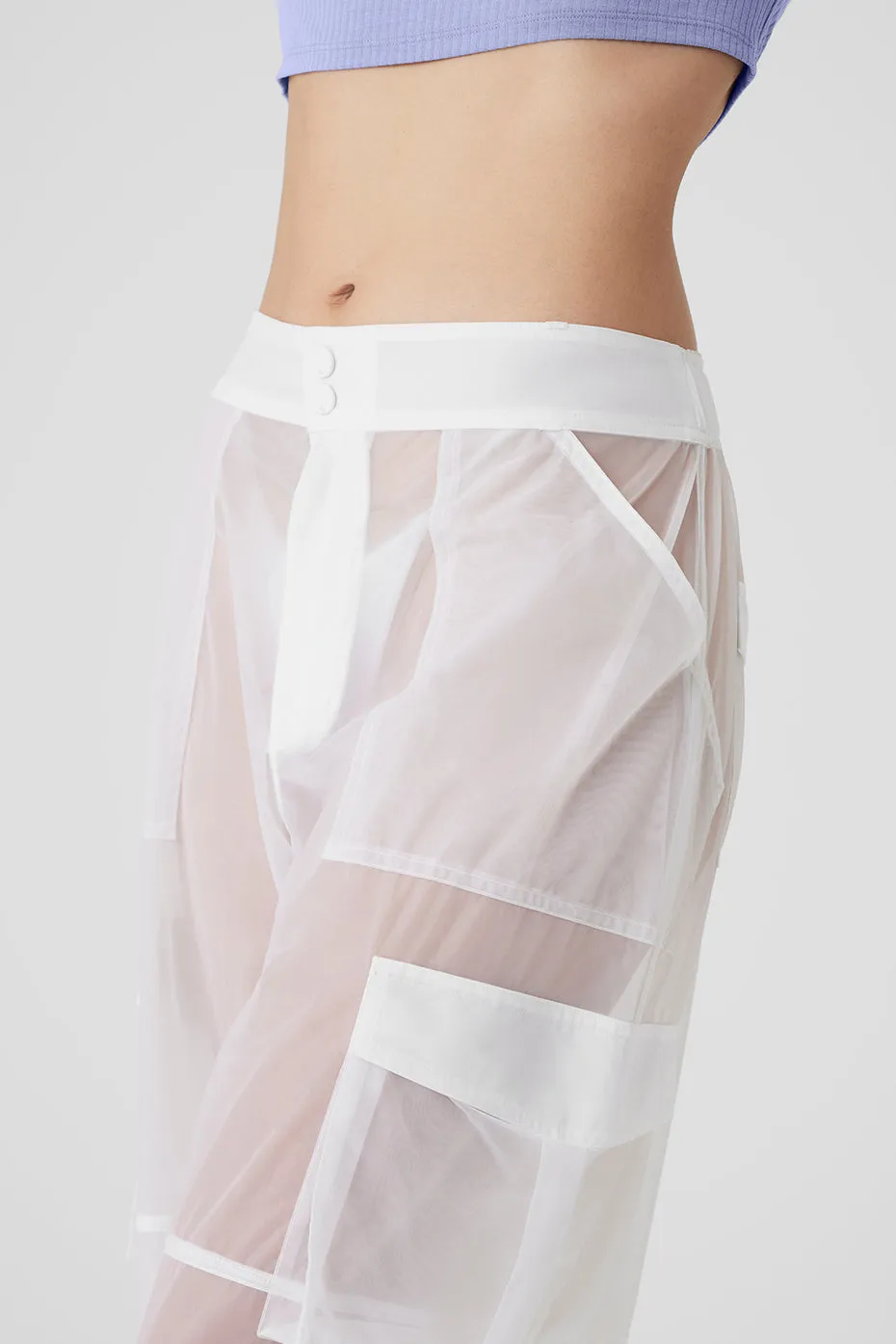 Sheer Effusion Cargo Wide Leg Trouser - White sold by Alo Yoga product image thumbnail 4