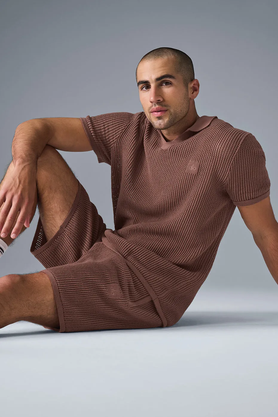 Open-Knit Polo - Chestnut sold by Alo Yoga product image thumbnail 4