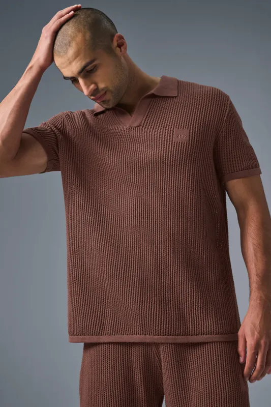 Open-Knit Polo - Chestnut sold by Alo Yoga