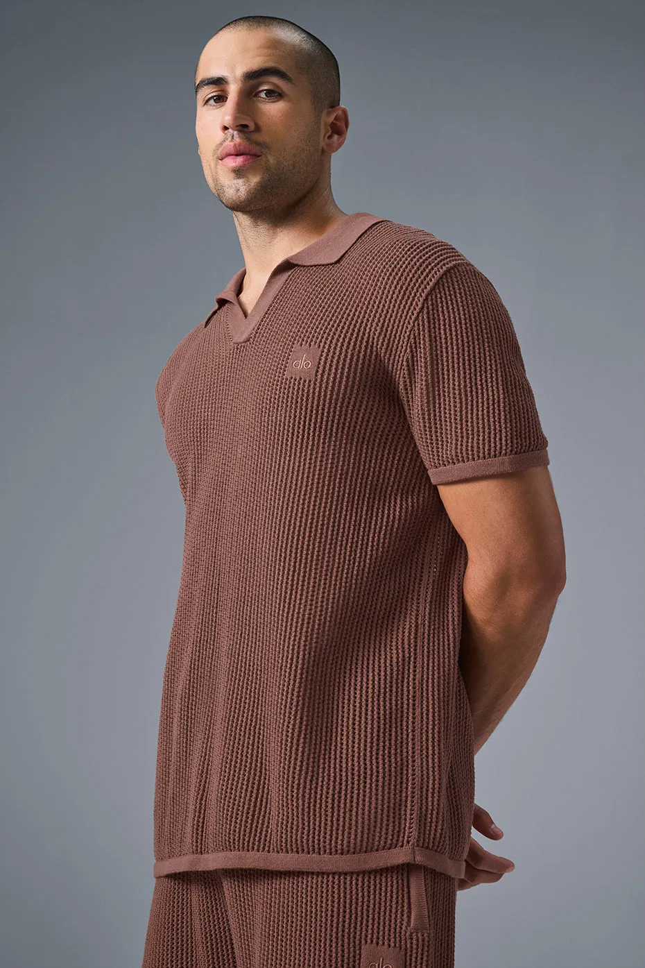 Open-Knit Polo - Chestnut sold by Alo Yoga product image thumbnail 3