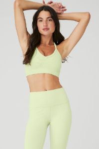 Seamless Ribbed Low Back Bra - Iced Green Tea sold by Alo Yoga
