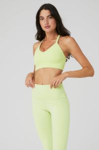 Seamless Ribbed Low Back Bra - Iced Green Tea sold by Alo Yoga