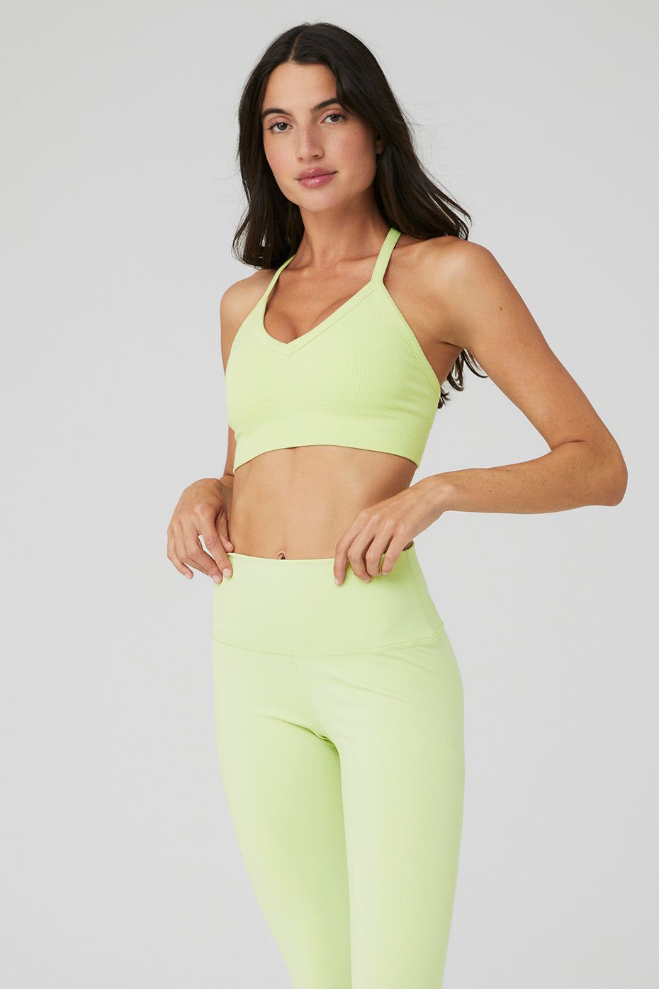 Seamless Ribbed Low Back Bra - Iced Green Tea sold by Alo Yoga product image thumbnail 3